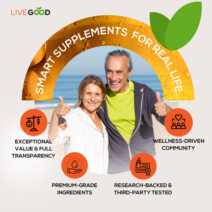 LIVEGOOD™ Factor 4, Omega 3 Fish Oil with EPA & DHA, CoQ10, and Turmeric, Advanced Q10 Coenzyme & CoQ10 Supplements, DHA Supplements for Heart, Joint & Immune Support, Made in USA, 60 Count, LIVEGOODBuy Supplements Australia