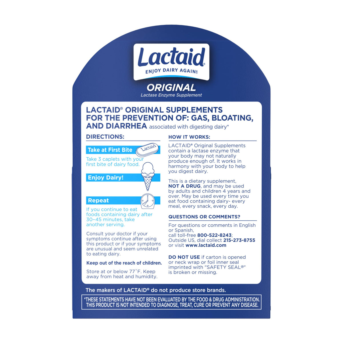 Lactaid Original Strength Lactose Intolerance Pills, 9000 FCC Natural Lactase Enzyme Dairy Relief Caplets, Helps Prevent Gas, Bloating & Diarrhea Due to Lactose Sensitivity in Adults & Kids, 120 Count Lactaid buy supplements Au