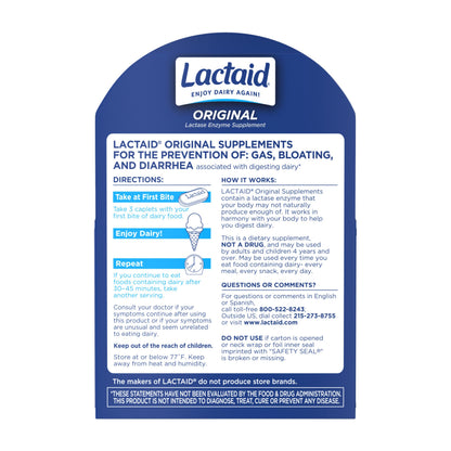Lactaid Original Strength Lactose Intolerance Pills, 9000 FCC Natural Lactase Enzyme Dairy Relief Caplets, Helps Prevent Gas, Bloating & Diarrhea Due to Lactose Sensitivity in Adults & Kids, 120 Count Lactaid buy supplements Au