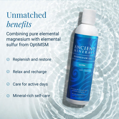 Ancient Minerals Magnesium Gel Ultra with OptiMSM and Aloe Vera - Topical Magnesium Gel Formula with MSM Best Used for Massage and Topical Application (8oz) Aus HealthcareBuy Supplements Australia
