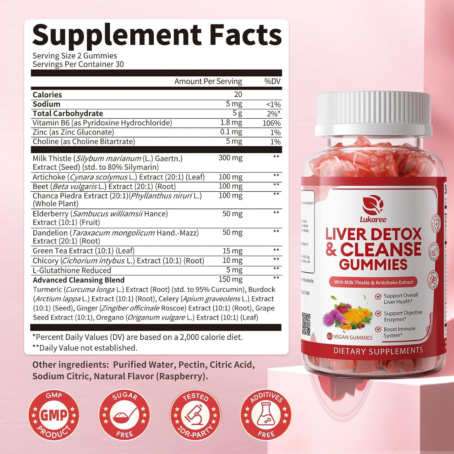 2 Pack Lukaree Liver Cleanse Detox & Repair Gummies w/Artichok & Dandelion | Sugar-Free Milk Thistle Supplement for Digestion & Immunity - Herbal Liver Health Supplement for Men & Women- Vegan, 60 Count