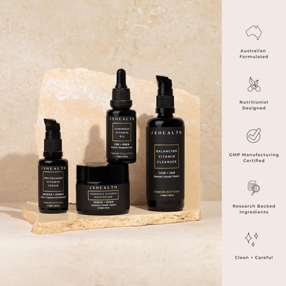 JSHealth 4-Step Vitamin Skincare System Clean, Hydrate, Firm, Repair | Complete Skin Care Routine with Vitamin C Serum, Moisturizer, Face Oil, & Facial Cleanser