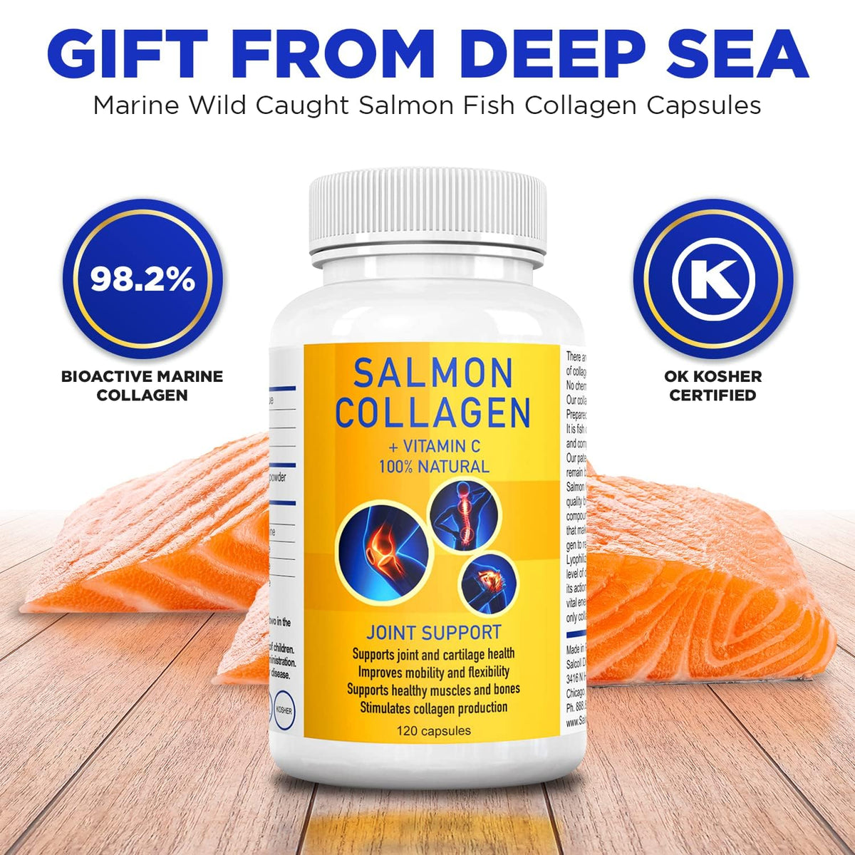 Salcoll Premium Marine Collagen Capsules, 120 Count, Fish Collagen Supplement for Joint Support, Skin, Hair & Nails Salcoll buy supplements Au