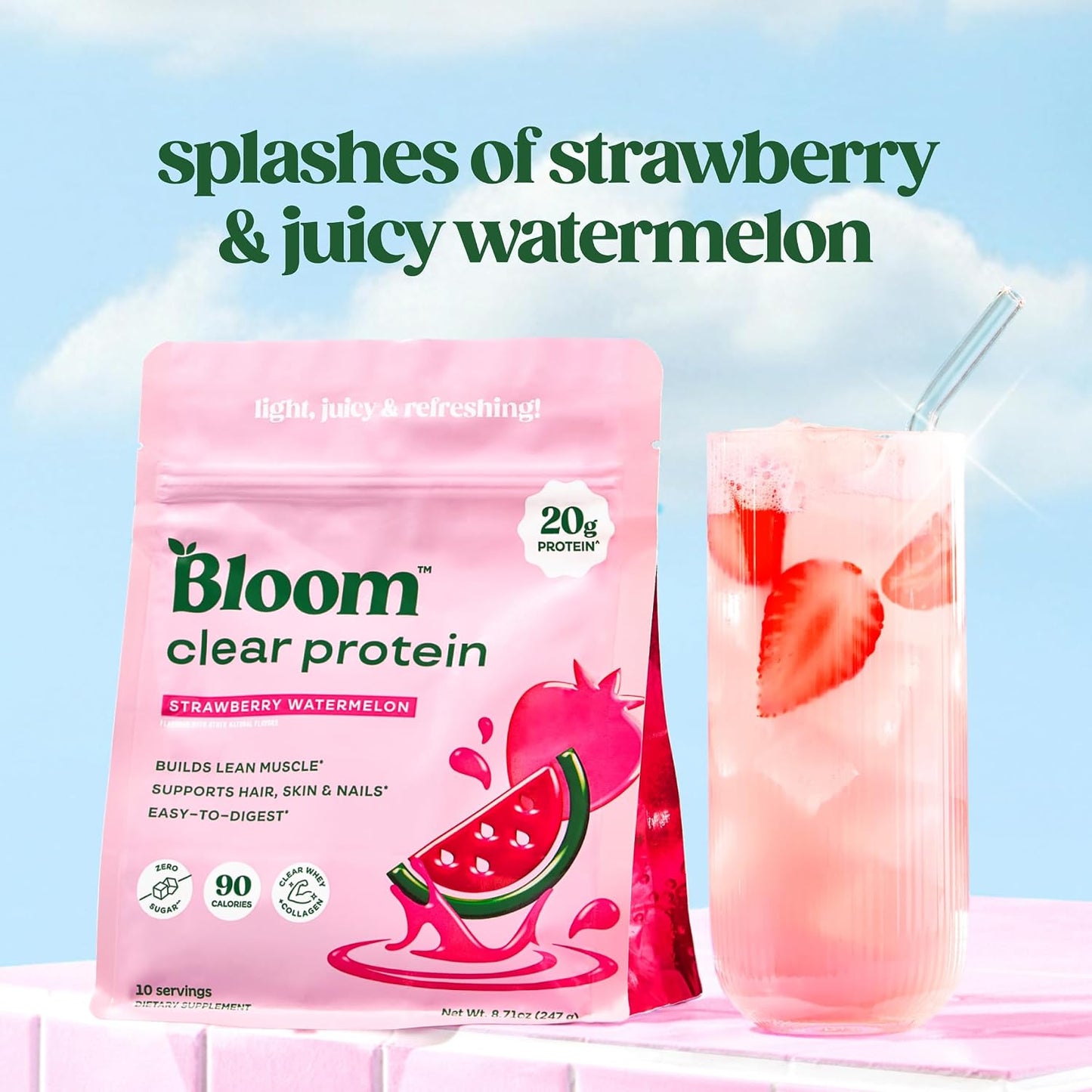 Bloom Strawberry Watermelon Clear Protein and Creatine Gummies Bundle