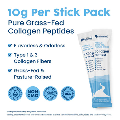 NativePath Collagen Peptides, Grass-Fed Type 1 & 3, 45 Servings | 10g Hydrolyzed Per Scoop, Supports Hair, Skin, Nails & Joints, Unflavored, Women & Men, Keto & Paleo