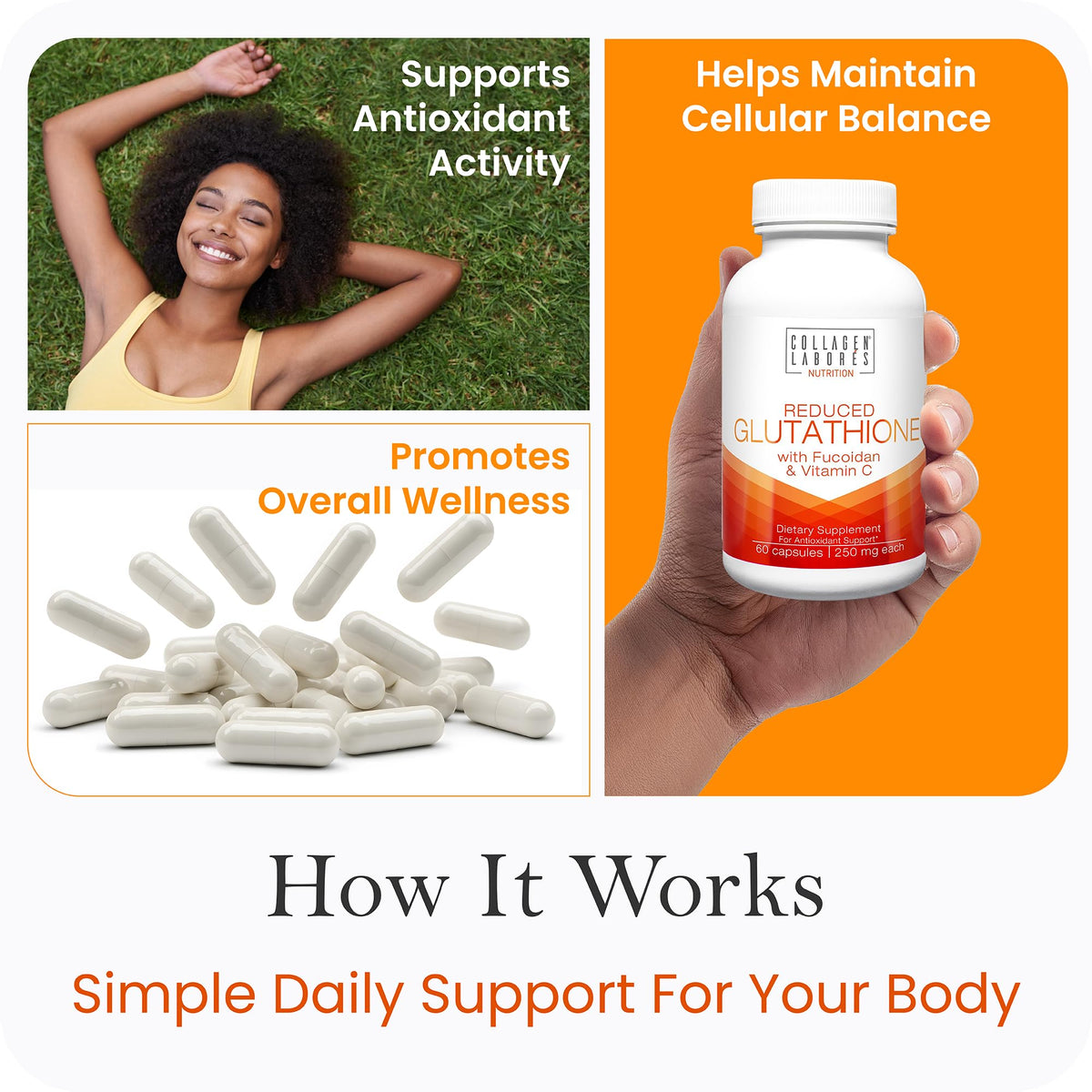 Advanced Glutathione Complex 500mg – with Fucoidan & Vitamin C – Antioxidant Support for Skin Glow, Detox & Immune Health – Non-GMO, Made in USA (60 Capsules) Collagen Laborés buy supplements Au