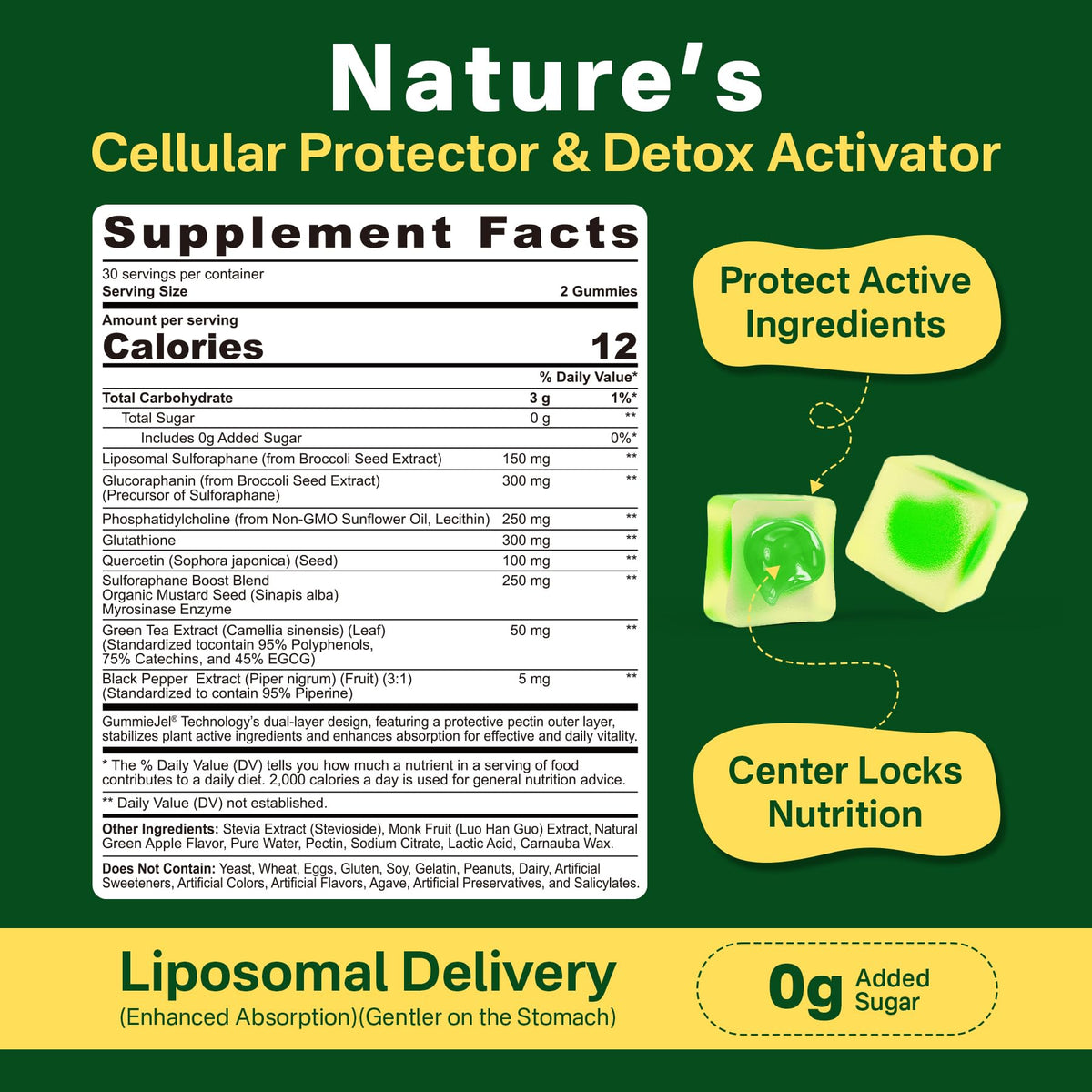 Liposomal Sulforaphane Supplement 150mg, from Broccoli Seed Extract w/Myrosinase, Quercetin, Glutathione, Sulforaphane Supplement Gummies for Antioxidants Detox Cellular Brain Health, Chewable 60Cts LILICAREBuy Supplements Australia