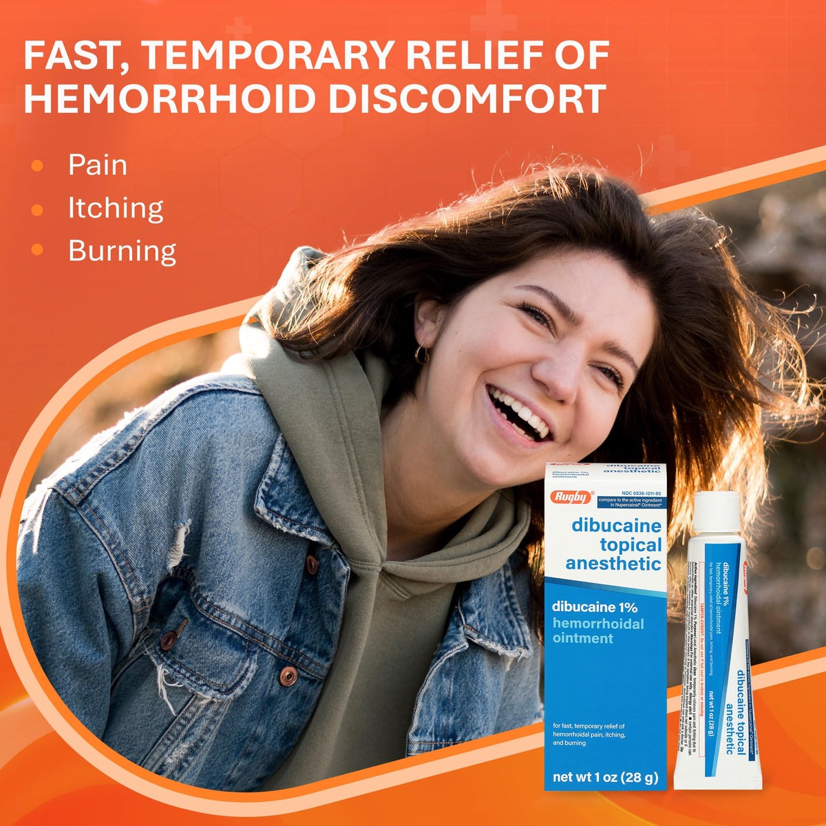 Rugby Dibucaine Topical Anesthetic 1% Hemorrhoid Ointment - Pain Relief Cream for Itching and Burning, Hemorrhoid Treatment, Anti Itch Cream 1 Oz (3 Pack) RUGBY LABORATORIESBuy Supplements Australia