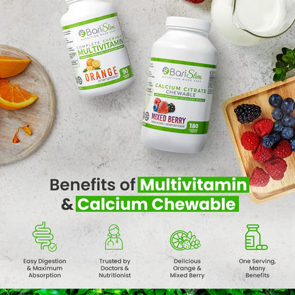BariSlim Bariatric Calcium Citrate & Complete Chewable Multivitamin - Bariatric Vitamin and Supplement for Post Bariatric Surgery Including Gastric Bypass and Gastric Sleeve BariSlim buy supplements Au