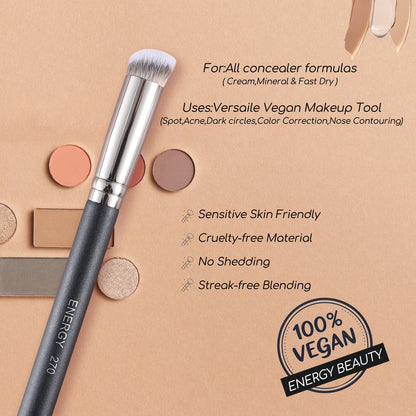ENERGY Concealer Brush Under Eye Mini Angled Flat Top Kabuki Nose Contour Brush for Concealing Blending Setting Buffing with Powder Liquid Cream Cosmetic Pro Small Makeup Foundation brushes 270 ENERGYBuy Supplements Australia