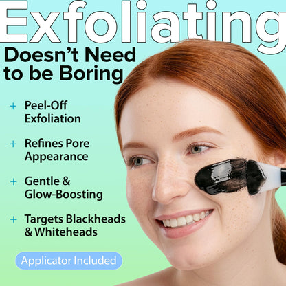Ebanel Charcoal Peel Off Face Mask Applicator Set, Deep Pore Cleansing Minimizer Blackhead Remover with Niacinamide, Hyaluronic Acid, Vitamin C, Green Tea, Deep Cleanse Black Masks Peel Off Gel Mask