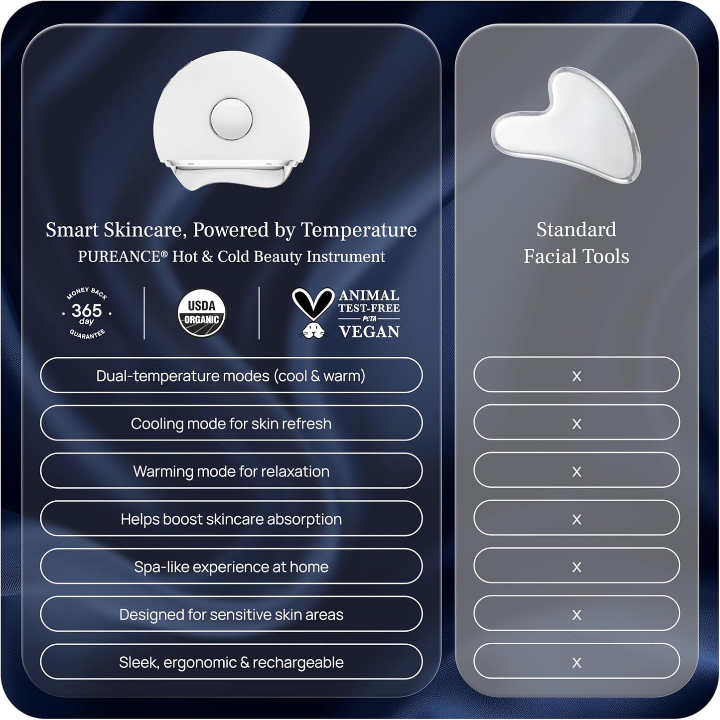 PUREANCE Hot & Cold Beauty Instrument - Red Light Therapy for Face & Neck | Portable Facial Massager Tool - LED Thermal Face Sculpting Wand- for Skin Care, Lift, Puffiness, Wrinkles, Double Chin