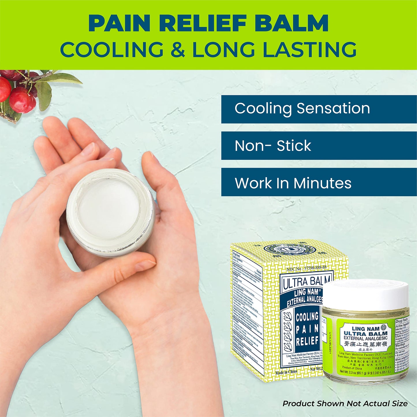 Ling Nam Ultra Balm External Analgesic, for Cooling Pain Relief Simple Backache Arthritis Strains Bruises Sprain, Muscle Pain, Muscle Soreness, 2.3oz (Pack of 3) Ling NamBuy Supplements Australia
