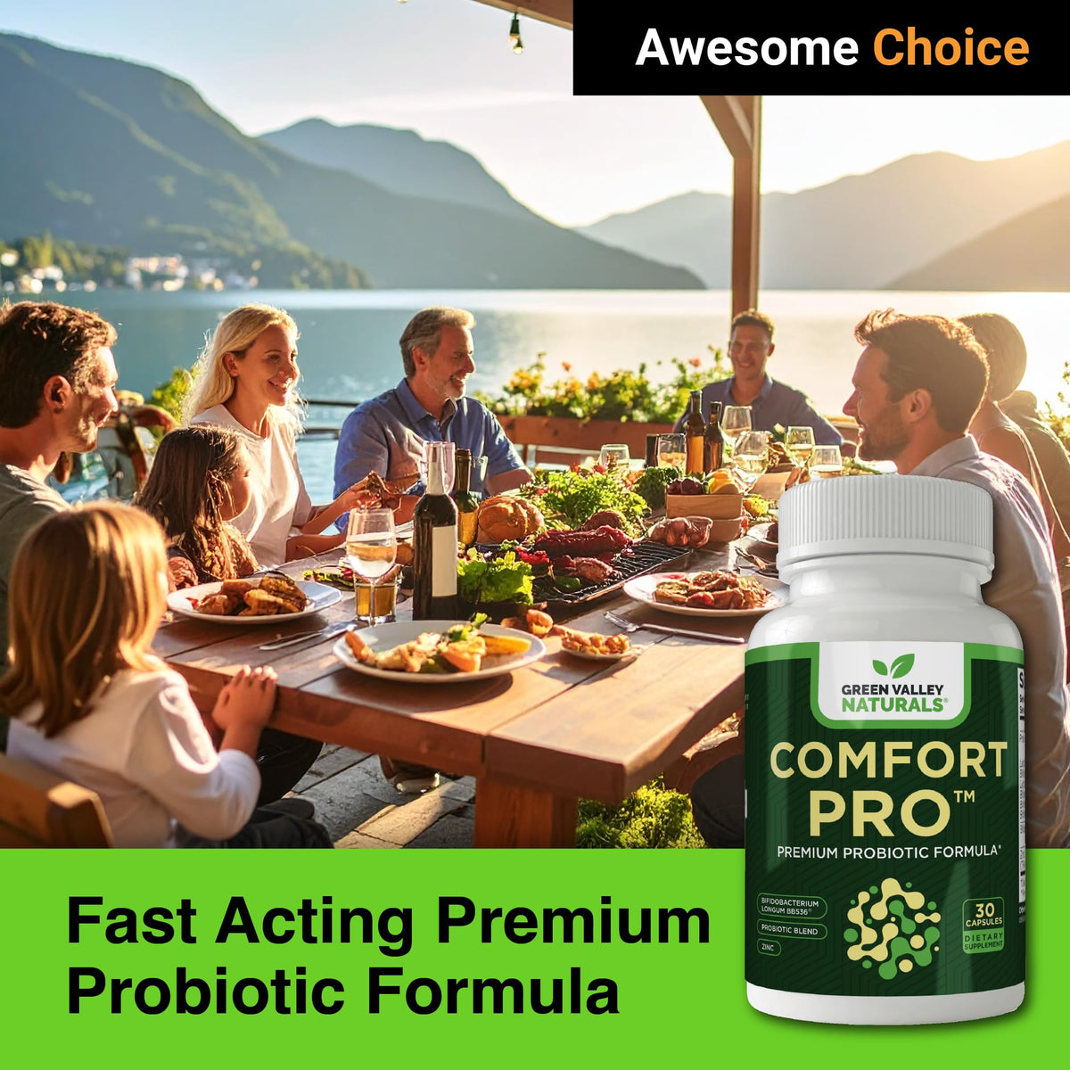 ComfortPro™ Daily Probiotics for Digestive Health | Constipation Relief & Bloating Support for Women & Men | Gut Cleanse with Zinc | Helps Reduce Gas & Promotes Digestive Regularity | Valley Formula GREEN VALLEY NATURALS buy supplements Au