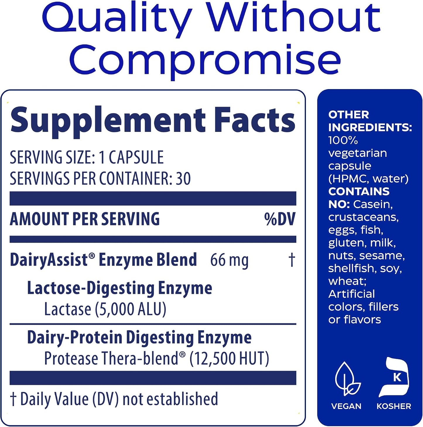 Enzymedica DairyAssist, Support for Milk & Dairy Digestion, 30 Caps