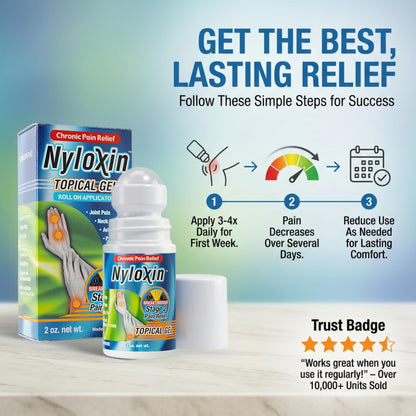 Nyloxin Roll-On Arthritis Pain Relief Gel, Back Pain Relief, Neuropathy Pain Relief, Nerve Pain Relief, Knee Pain Relief, Foot Pain Relief, Muscle Pain Relief, Shoulder Pain, Joint Pain (2 oz) NyloxinBuy Supplements Australia
