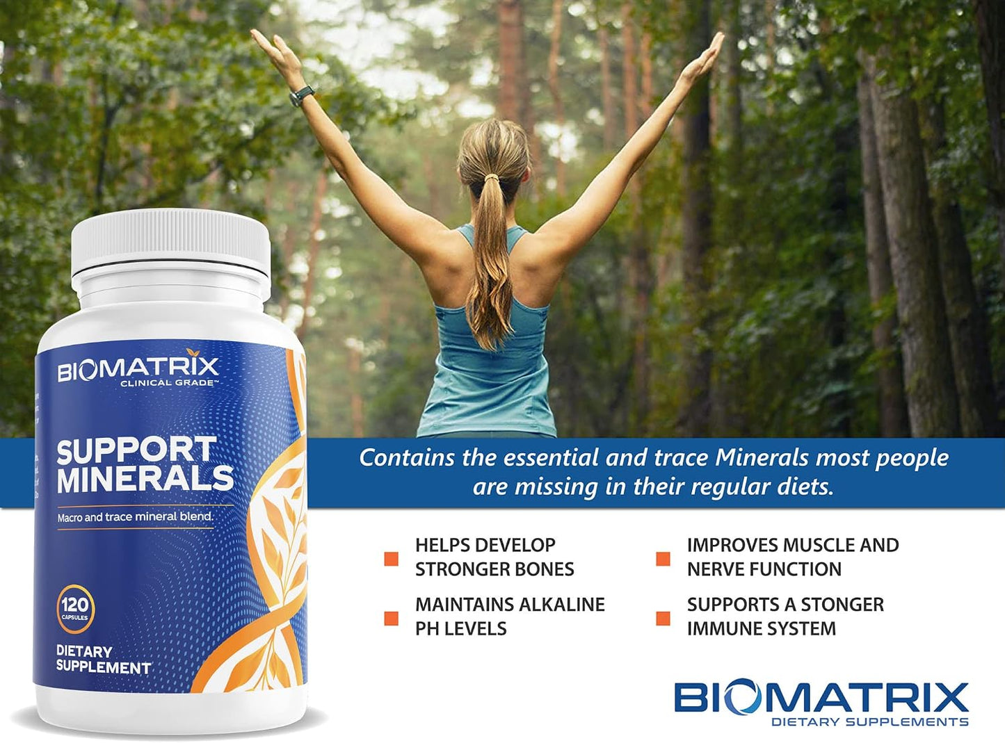 BioMatrix Chelated Mineral Supplement, Iron-Free, Calcium, Magnesium, Zinc | Albion Forms, Vitamin D3, Copper & Iodine, Bone Strength & Immune Aid, Krebs Cycle Energy, Veggie Caps, 30-Day Supply