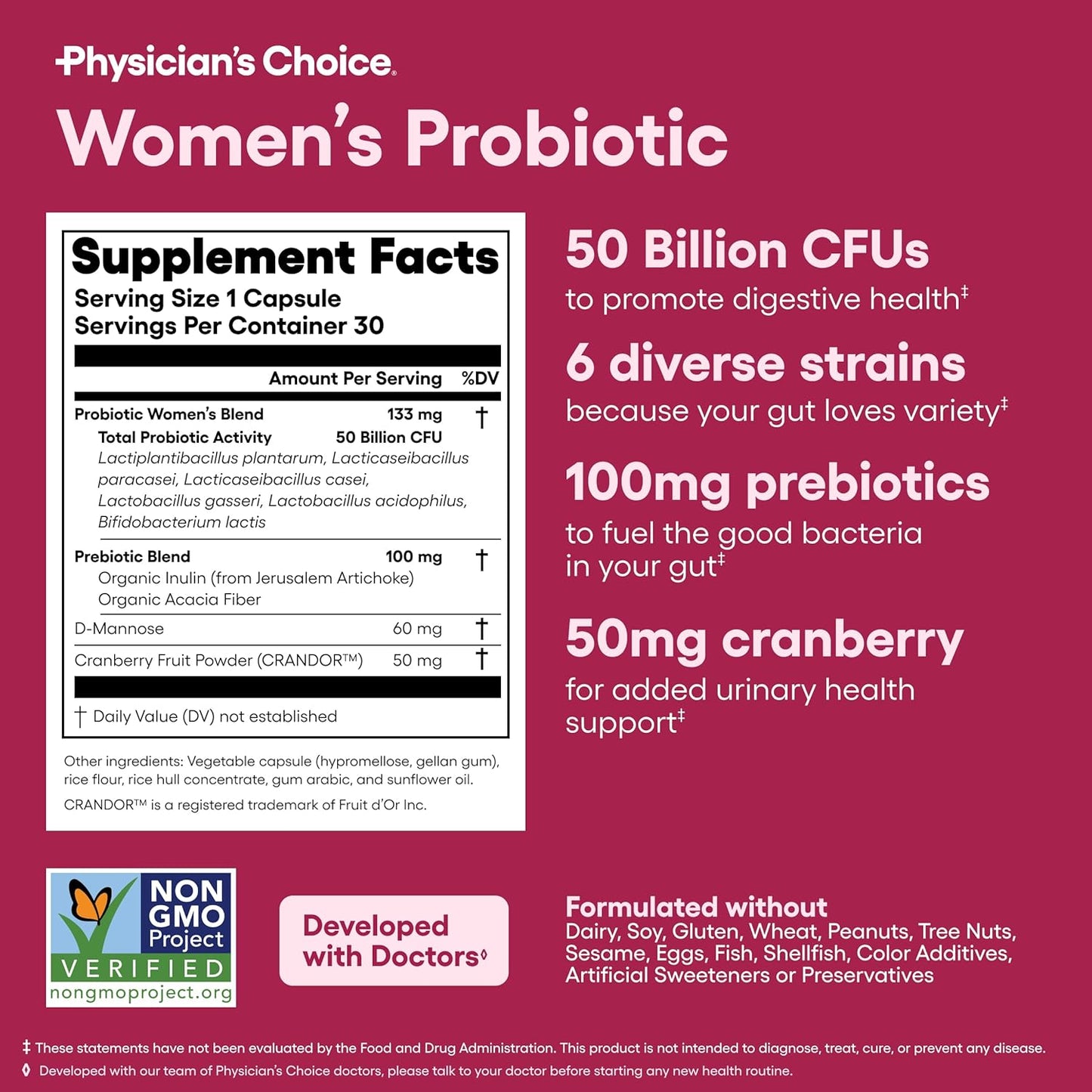 Physician's CHOICE Women’s Probiotic 30ct + Bloat & Gas Probiotic 30ct - Advanced Digestive Health Bundle for Women