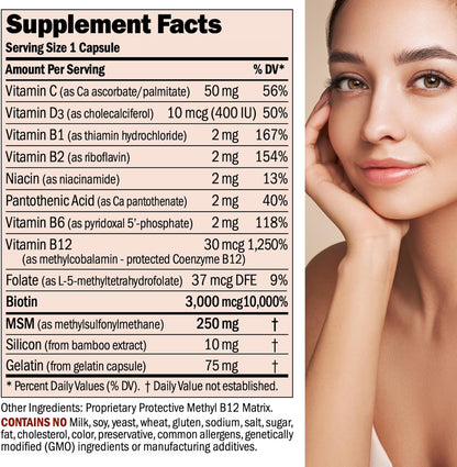 Andrew Lessman ProCaps Healthy Hair, Skin & Nails 60 Capsules | Biotin, Marine Collagen Peptides, MSM & Silica to support Keratin, Collagen and healthy connective tissue.