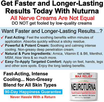 Neuropathy Nerve Cream - Fast Acting for Feet Hands Legs Toes - Ultra Strength Menthol, Arnica, Aloe Vera, MSM, Natural Soothing Nerve Comfort - Extra Large 8 oz NuturnaBuy Supplements Australia