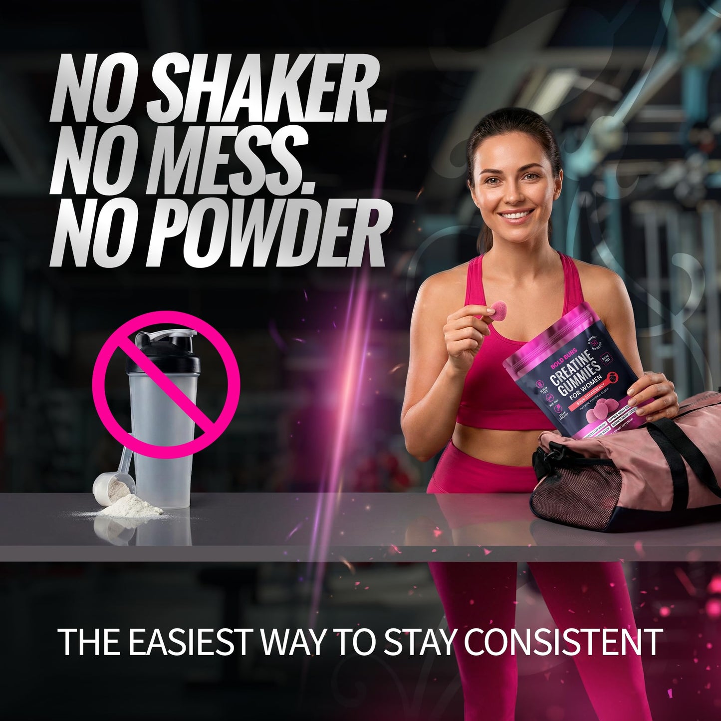Bold Buns Creatine for Women – Supplement with Collagen & BCAA – Supports Muscle Development, Post-Workout Recovery, Skin Elasticity, Healthy Hair & Nail (30 Servings, Unflavored)