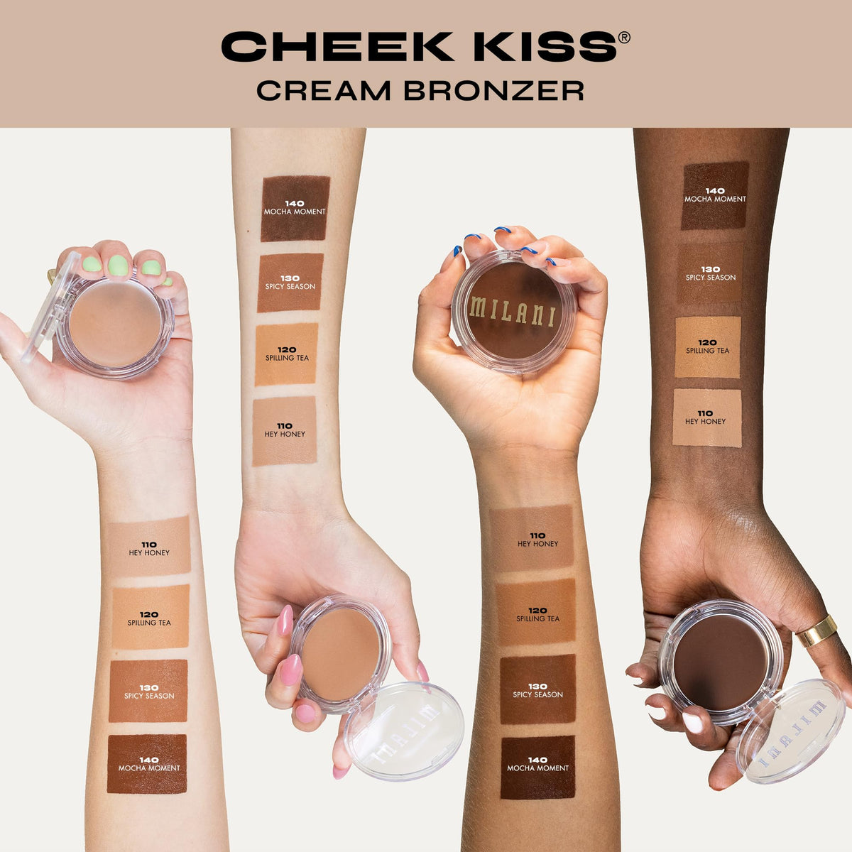 Milani Cheek Kiss Cream Bronzer, 110 - Hey Honey, Vegan & Cruelty-Free, Made in Korea, Lightweight Glow, Soft Matte Finish MilaniBuy Supplements Australia