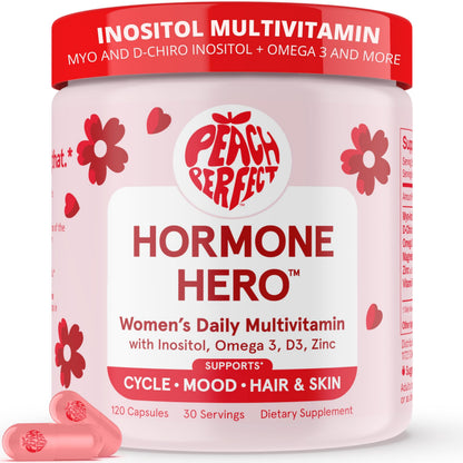 Peach Perfect Inositol Multivitamin – Myo-Inositol & D-Chiro 40:1 Blend, Omega-3, Vitamin D3, Magnesium, Zinc – Supports Women’s Health, Mood, Energy, Supplement – 30 SVG Peach Perfect buy supplements Au