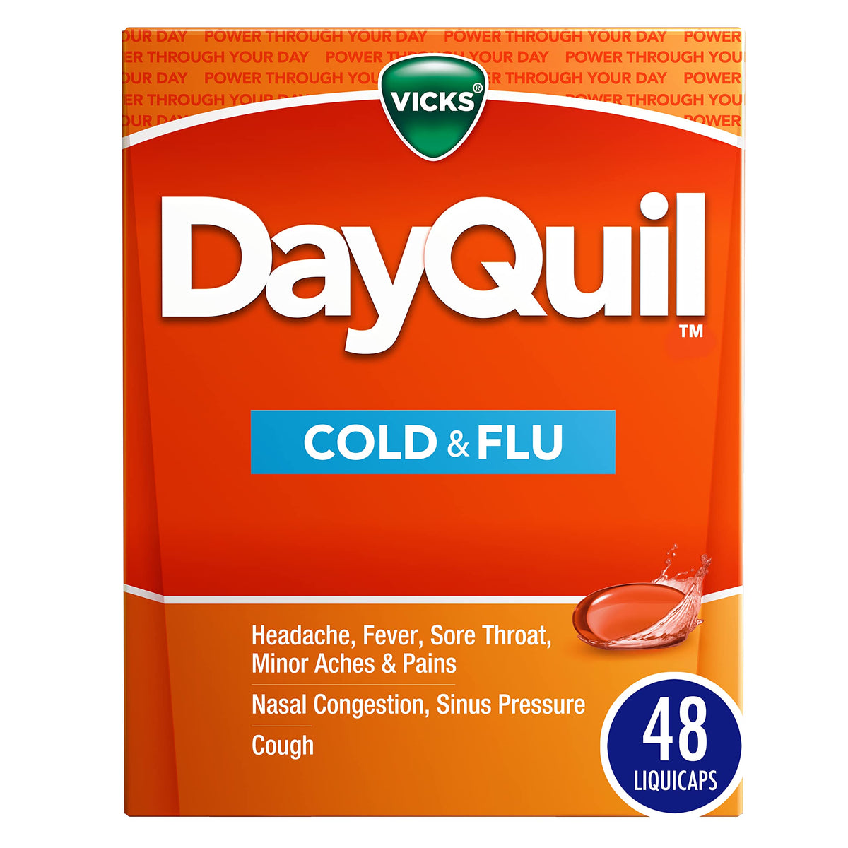 Vicks DayQuil Cold & Flu Medicine, Non-Drowsy Powerful Multi-Symptom Daytime Relief for Headache, Fever, Sore Throat, Minor Aches and Pains, Nasal Congestion, Sinus Pressure and Cough, 48 Liquicaps Vicks buy supplements Au