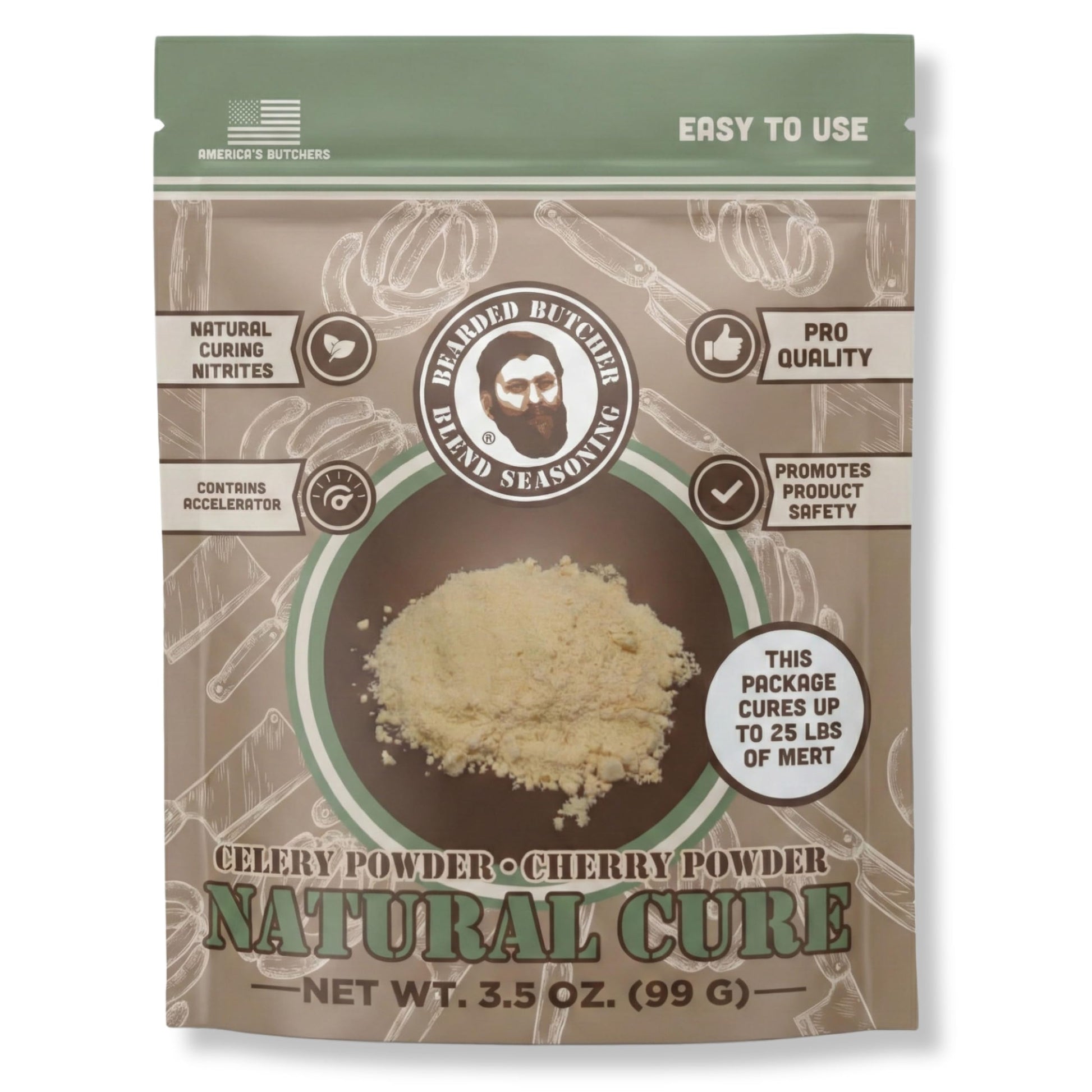 Bearded Butchers Natural Cure, 3.5 oz – Celery Juice Powder & Cherry Powder for 25 lbs Meat - Natural Curing Alternative to Sodium Nitrite & Pink Curing Salt - Clean Label Meat Cure for Making Snack Sticks, Jerky, Sausage, Bacon & More BEARDED BUTCHER BLEND SEASONING buy supplements Au