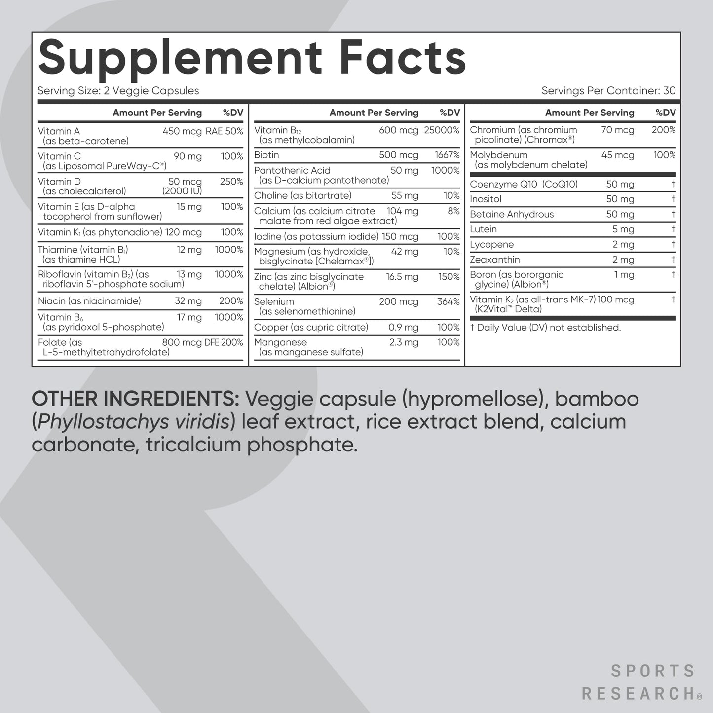 Sports Research® Multivitamin – Advanced Formula - 23 Essential Vitamins & Minerals with CoQ10 & Iodine - Daily Nutrient Support*- Non-GMO Tested & Gluten-Free -60 Veggie Capsules Sports Research buy supplements Au