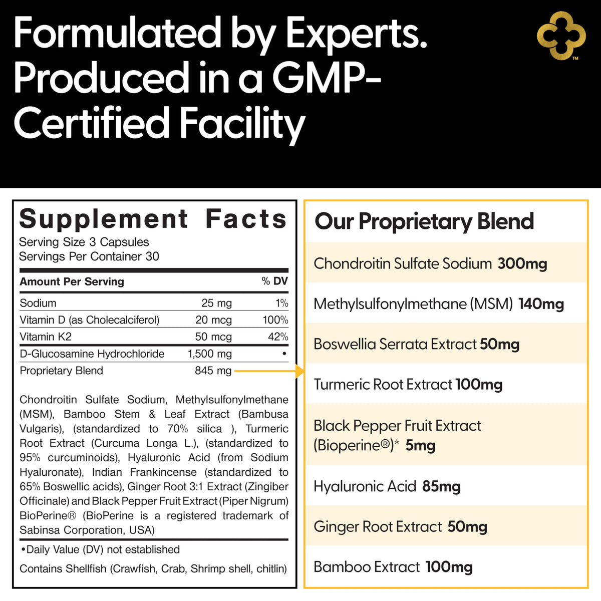 Campio Glucosamine Chondroitin MSM All-in-One Joint Support Supplement Turmeric, Hyaluronic Acid, Boswellia, Ginger Root, Bamboo, BioPerine, Black Pepper, Supports Joint Health & Flexibility 90 Count CampioBuy Supplements Australia