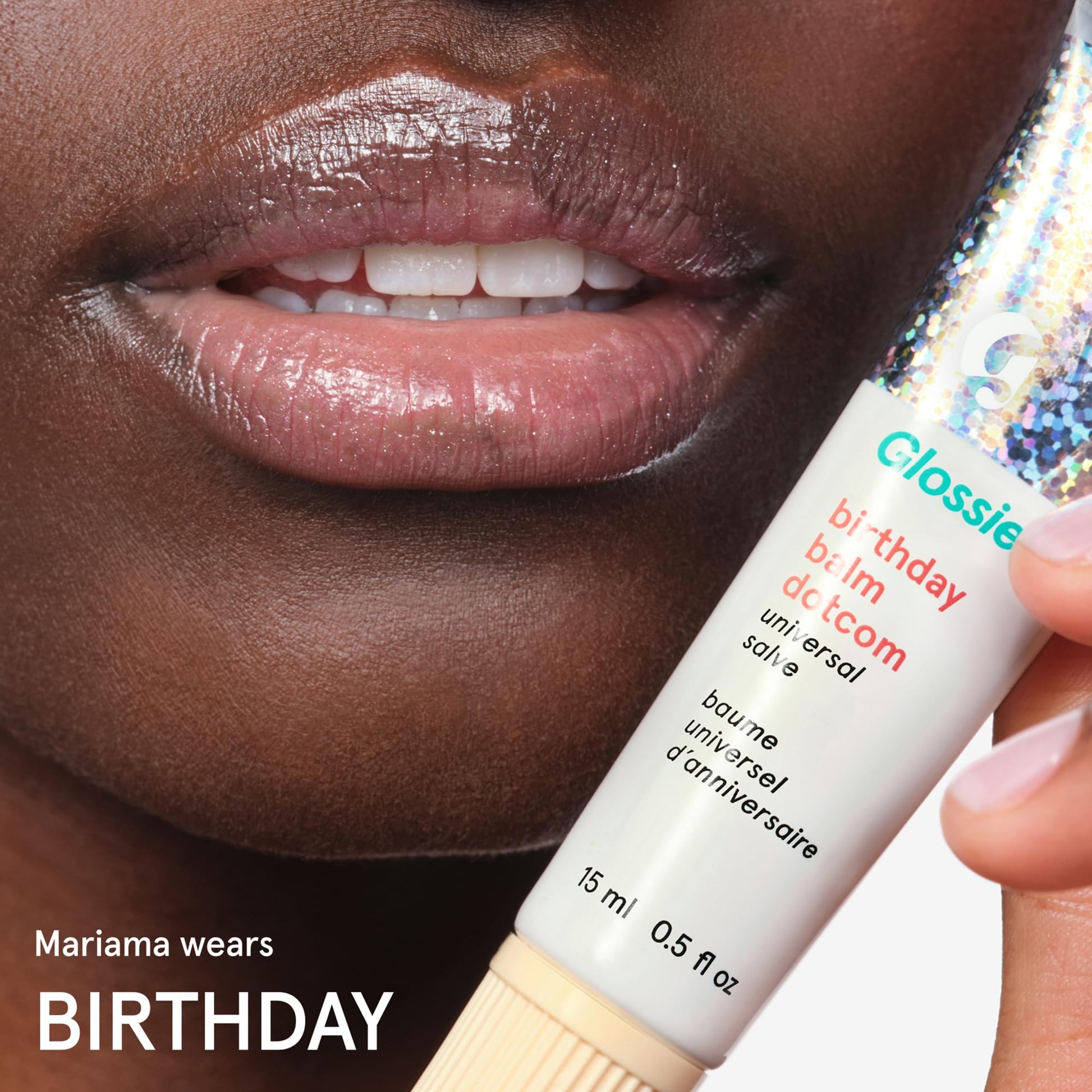 Glossier Balm Dotcom Hydrating Lip Balm - Universal Salve, Up to 12Hr Moisture - Lanolin, Beeswax & Castor Oil for Dry Lips, Cuticles & Skin - Birthday, Clear Soft Shimmer, 15ml GlossierBuy Supplements Australia