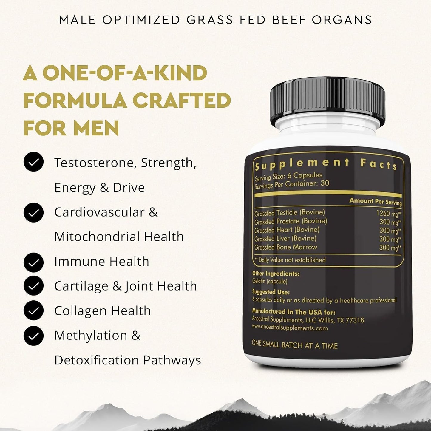 Ancestral Supplements Beef Liver & Mofo Bundle for Men – Supports Energy, Strength, Hormone Health & Vitality – Grass Fed, Pasture Raised Beef Organ Multivitamin with Targeted Nutrients