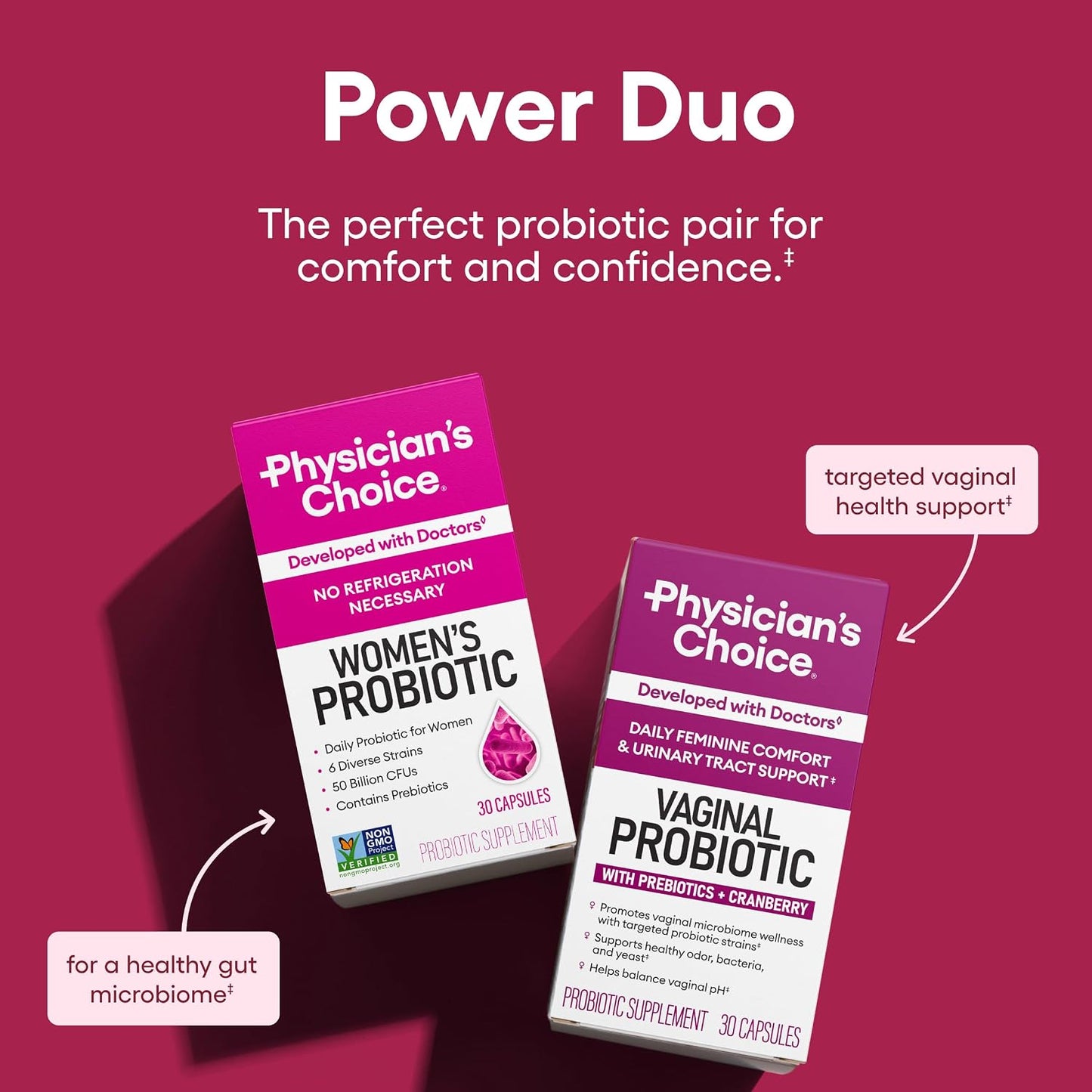 Physician's CHOICE Feminine Power Duo Bundle - Vaginal Probiotic + Womens Probiotic