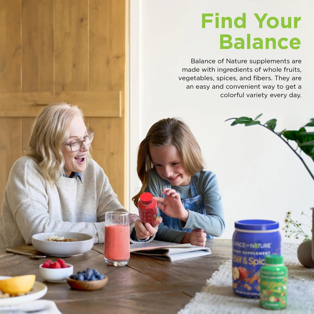 Balance of Nature Whole Health System - Whole Food Fruits & Veggies and Fiber & Spice Supplements - 30 Servings Each Balance of NatureBuy Supplements Australia