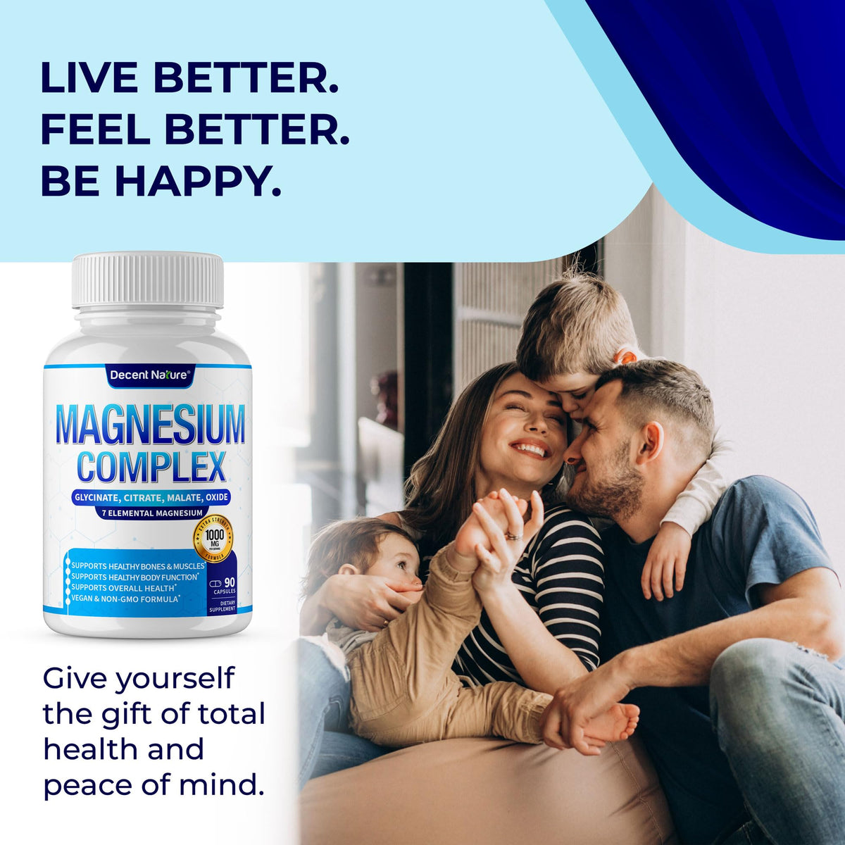 Magnesium Complex 7 Elemental Magnesium Supplement 1000mg – Magnesium Glycinate, Citrate, Malate, Taurate, Oxide, Aspartate, Orotate Non-GMO 90 Capsules DECENT NATURE buy supplements Au