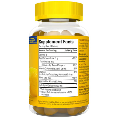 Nature Made Collagen Gummies with Vitamin C, Zinc, Biotin, Hydrolyzed Collagen Peptides for Women and Men