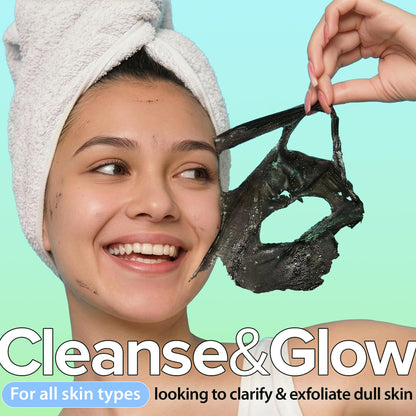 Ebanel Charcoal Peel Off Face Mask Applicator Set, Deep Pore Cleansing Minimizer Blackhead Remover with Niacinamide, Hyaluronic Acid, Vitamin C, Green Tea, Deep Cleanse Black Masks Peel Off Gel Mask