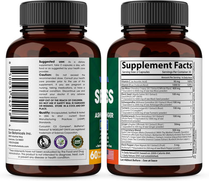 Sandhu Herbals Seamoss & Turmeric Curcumin with Bioperine Capsules | Supports Immune, Digestive, Cognitive, Skin & Hair Health