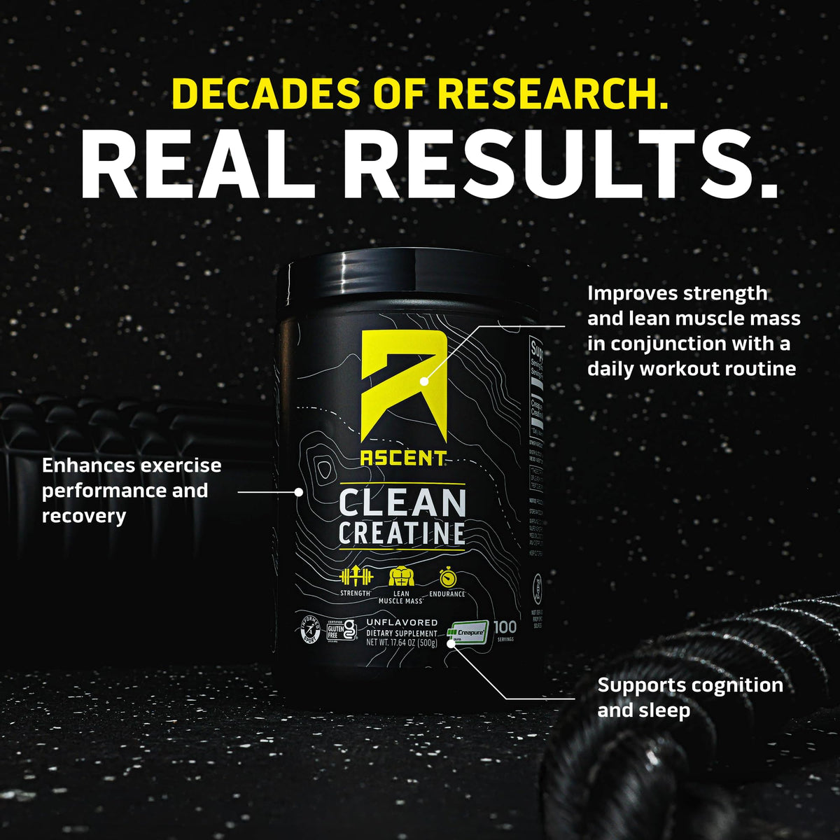 Ascent Clean Creatine Monohydrate Powder - 5G Per Serving, Creapure Creatine Supplement - Unflavored, 100 Servings Ascent buy supplements Au