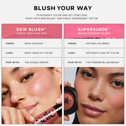 Saie Cheek Flush Duo - Dew Liquid Blush (.40 oz, Rosy), SuperSuede Baked Powder Blush (.01 oz, Mia) - Layerable, Skin-Nourishing Blushes for a Seamless Radiant Finish SaieBuy Supplements Australia