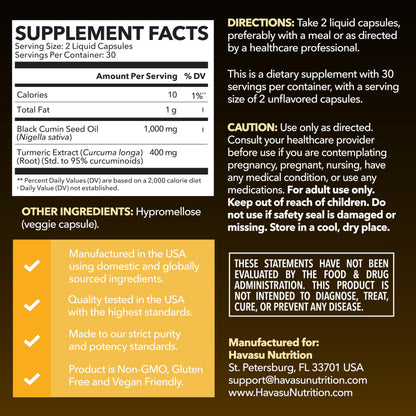 Black Seed Oil Capsules, Vegan, Non-GMO, Cold-Pressed Nigella Sativa, 90ct | 1500mg Per Serving Black Cumin Supplement for Skin Health, Immune Function, and Digestive Health, Unflavored, 30 Servings
