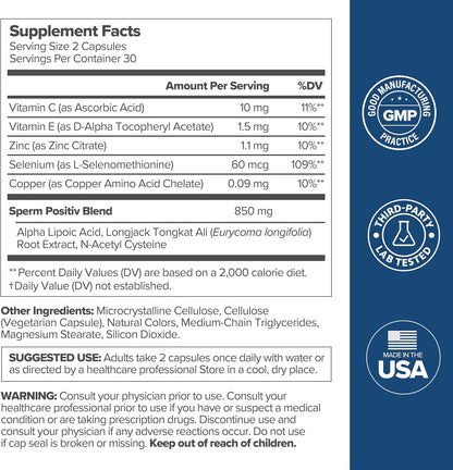 PREGGO Sperm Health Support for Improved Sperm Count – 30-Day Supply