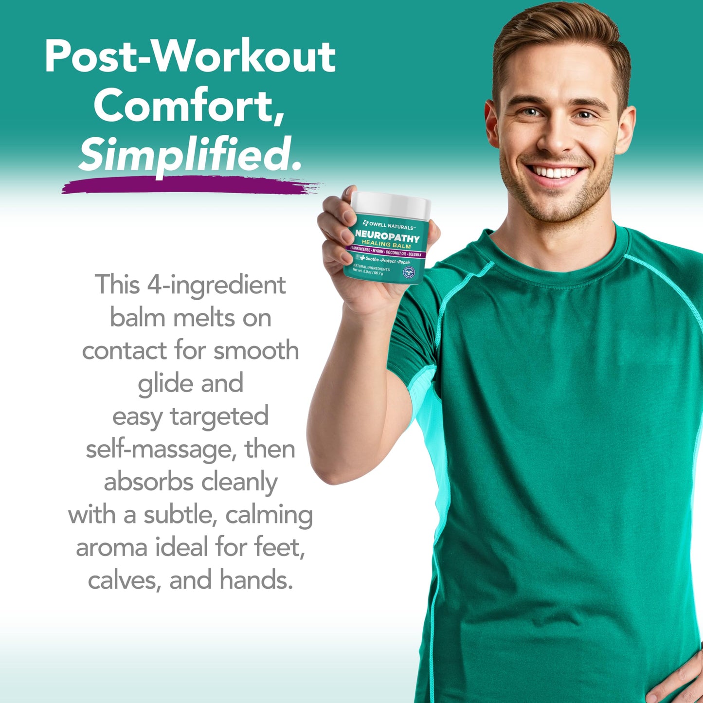 Owell Naturals Neuropathy Balm for Feet, Muscles & Joints – Long Lasting Comfort Formula with Frankincense, Myrrh, Coconut Oil, Beeswax – Fast Absorbing Botanical Skin Care, 2 oz Owell NaturalsBuy Supplements Australia