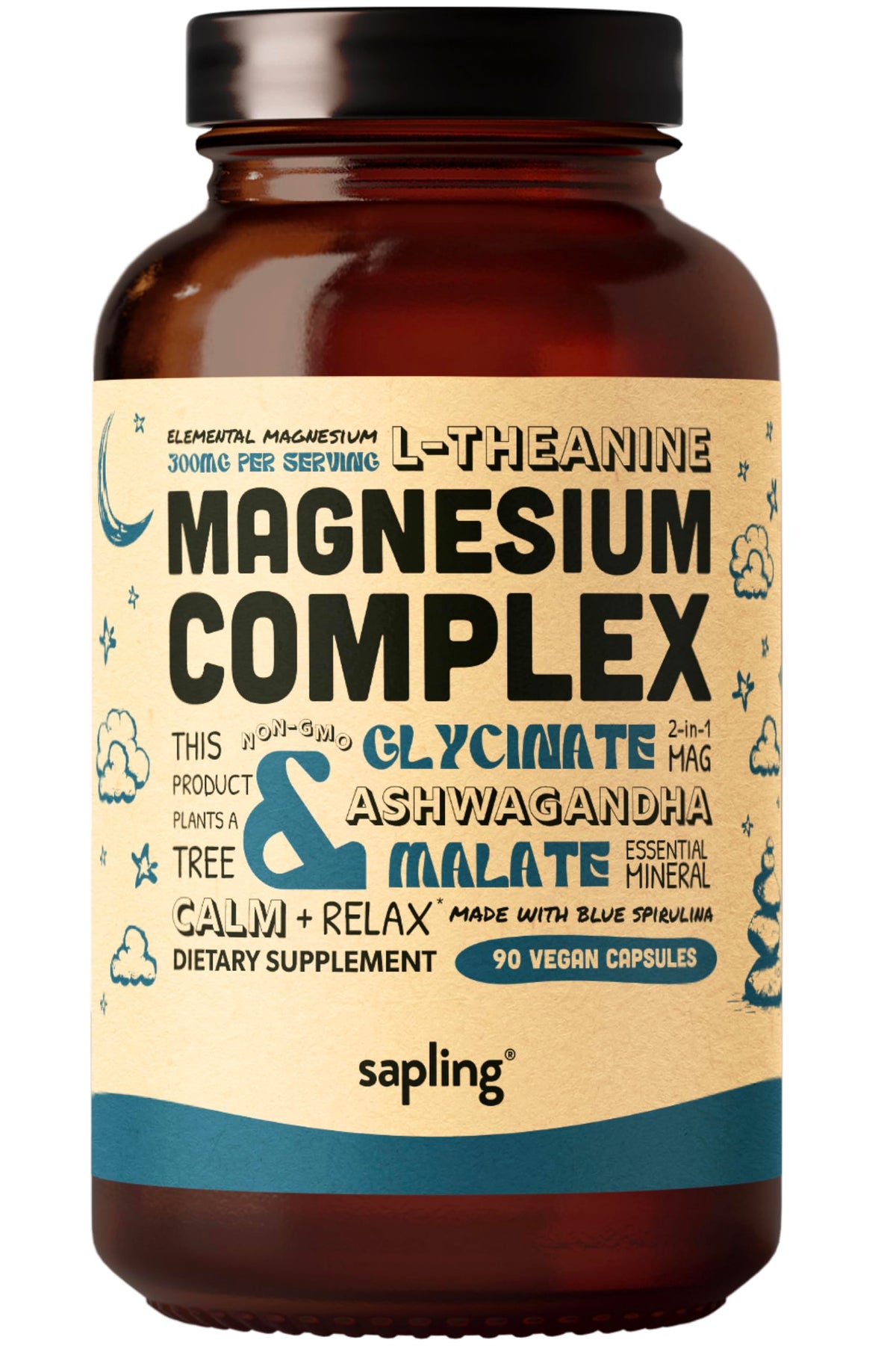 Supplement bottle labeled 'Magnesium Complex' with branding on a white background