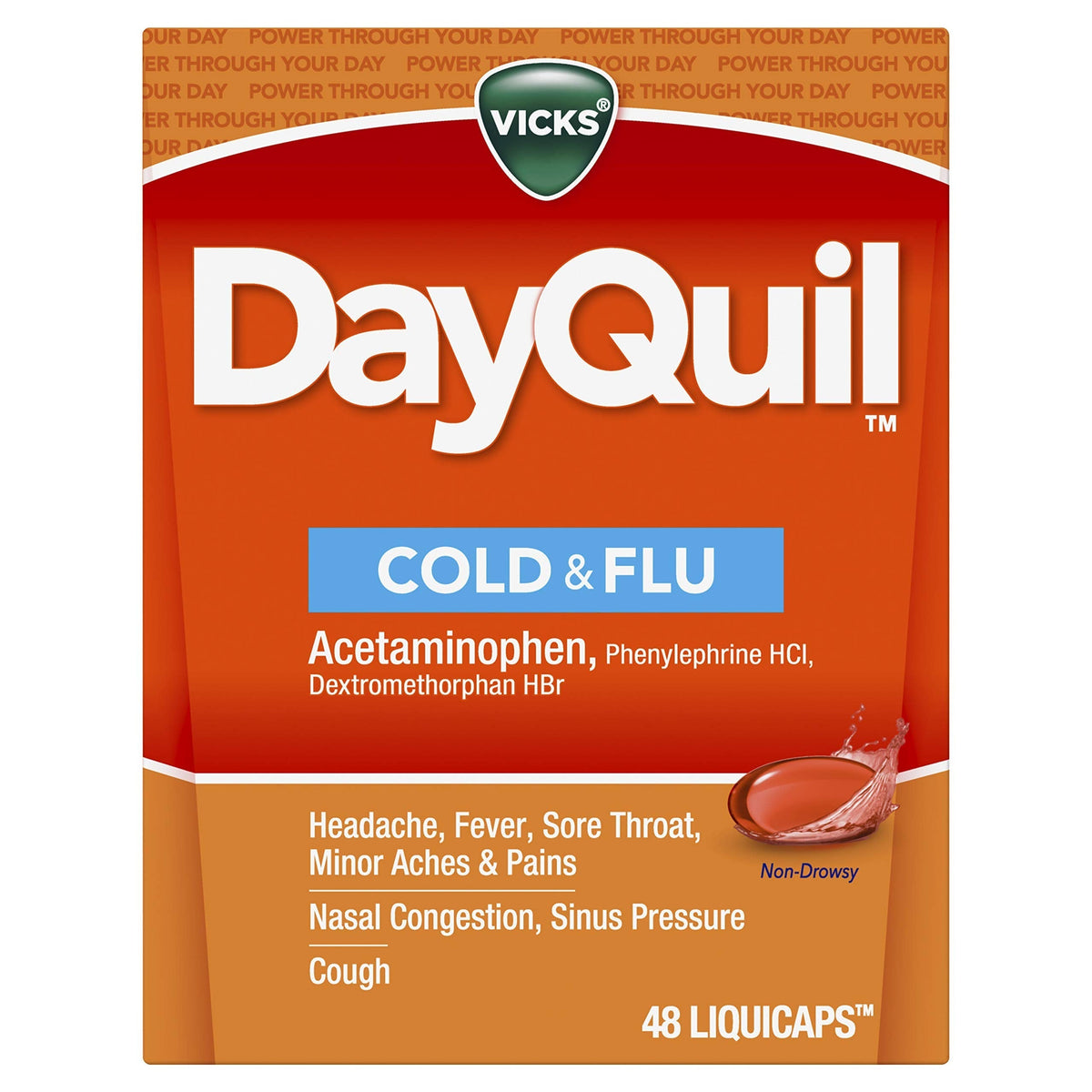 Vicks DayQuil Cold & Flu Medicine, Non-Drowsy Powerful Multi-Symptom Daytime Relief for Headache, Fever, Sore Throat, Minor Aches and Pains, Nasal Congestion, Sinus Pressure and Cough, 48 Liquicaps Vicks buy supplements Au