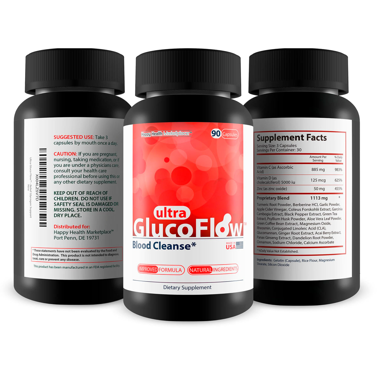 Ultra Gluco Flow - Improved Formula - Our Best Blood Cleanse Detox Cleanse Blood Support Pills - Blood Health Blood Circulation Pills Detox Cleanse Blood Gluco Bio Sweet Relief Glycogen Support Happy Health Marketplace buy supplements Au