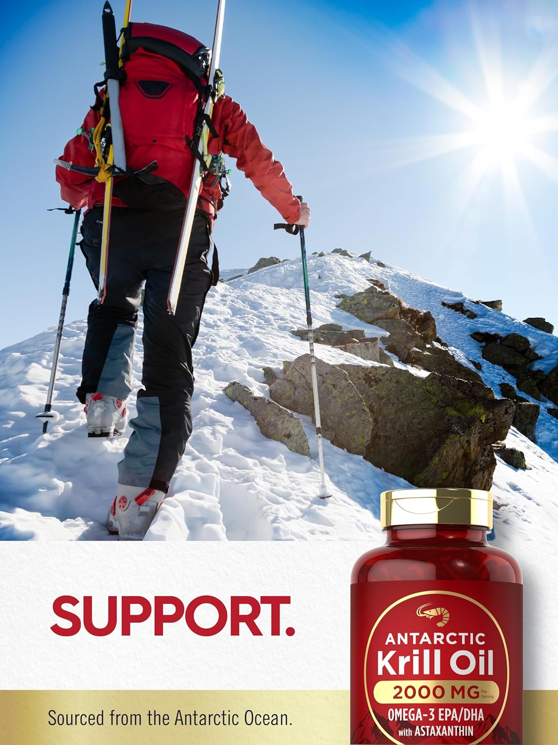 Carlyle Antarctic Krill Oil 2000mg | 120 Softgels | Maximum Strength | Omega-3 EPA, DHA, with Astaxanthin | Supplement Sourced from Red Krill | Laboratory Tested | Non-GMO and Gluten Free