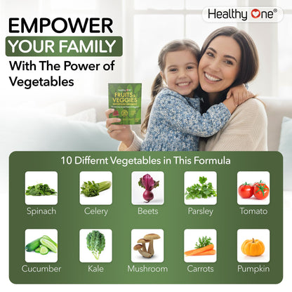 Fruits & Veggies Sugar-Free Gummies - 27 Whole Foods - Equals 3 Servings of Fruits & Vegetables - Improve Energy, Focus & Immune Function - Fiber - Antioxidants - Organic Ingredients - 14 Packets Healthy One buy supplements Au