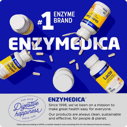 Enzymedica BeanAssist - Digestive Enzyme Supplement for Women & Men, Alpha Galactosidase Enzyme for Digestion & Gut Health Support, Helps Reduce Gas & Bloating, Fast-Acting, Vegan - 30 Caps